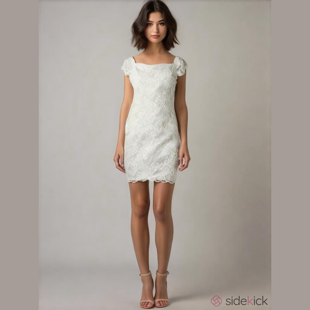White Sheath Mini Dress with Puff Cap Sleeves size medium coquette angelcore